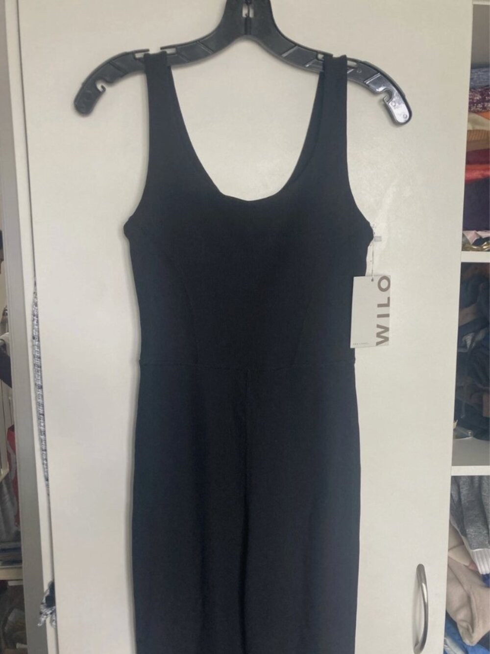 Wilo The Label Flare Ribbed Jumpsuit One Piece BLACK Size Small NWT $108 NICE
